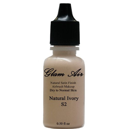 Large Bottle Airbrush Makeup Foundation Satin S2 Natural Ivory Water-based Makeup Lasting All Day 0.50 Oz Bottle By Glam Air