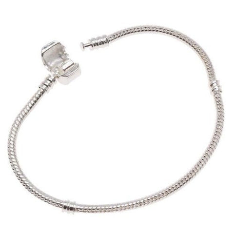 8.5 Inches Snake Chain Bead Barrel Clasp European Bracelet fits European Charms - Sexy Sparkles Fashion Jewelry - 3