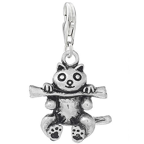 Raccoon Holding Stick Clip on Pendant Charm for Bracelet or Necklace - Sexy Sparkles Fashion Jewelry