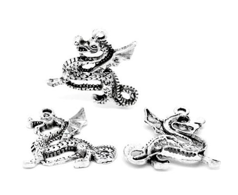 Dragon Silver Tone Charm Pendant - Sexy Sparkles Fashion Jewelry - 2