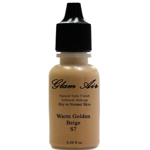 Large Bottle Airbrush Makeup Foundation Satin S7 Warm Golden Beige Water-based Makeup Lasting All Day 0.50 Oz Bottle By Glam Air