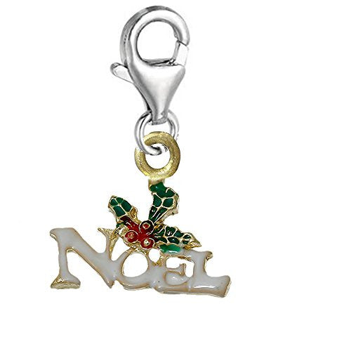 Christmas Noel Clip on Lobster Clasp Pendant Charm for Bracelet or Necklace - Sexy Sparkles Fashion Jewelry