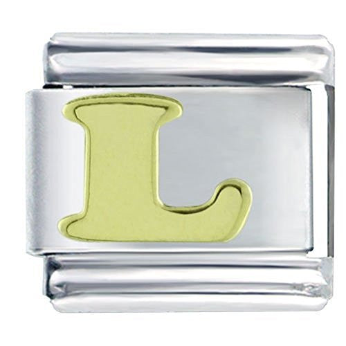 Gold plated base Letter L Italian Charm Bracelet Link