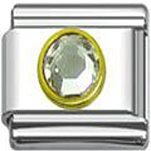 April Birthstone Italian Charm with Gold Tone Frame - Sexy Sparkles Fashion Jewelry - 1