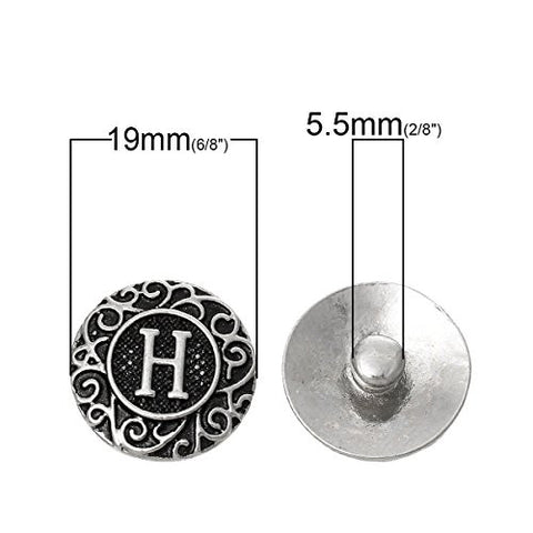 Alphabet Letter H Chunk Snap Button or Pendant Fits Snaps Chunk Bracelet - Sexy Sparkles Fashion Jewelry - 3