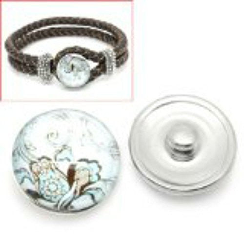 Vintage Pattern Glass Chunk Charm Button Fits Chunk Bracelet 18mm - Sexy Sparkles Fashion Jewelry - 1