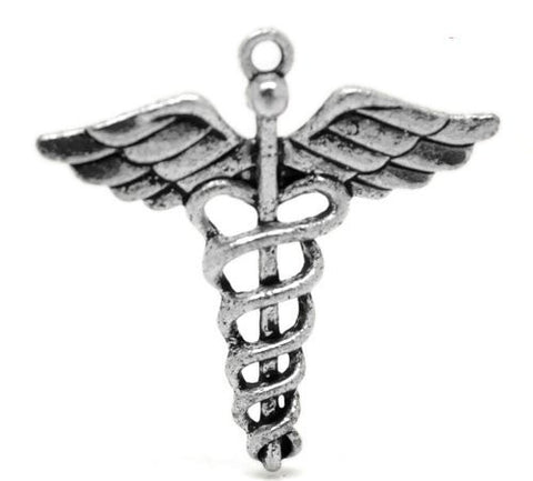 Caduceus Symbol of Medicine Charm Pendant - Sexy Sparkles Fashion Jewelry - 4