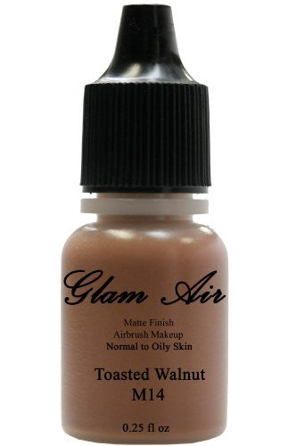 Airbrush Makeup Foundation Matte Finish M14 Toasted Walnut Water-based Makeup Lasting All Day 0.25 Oz Bottle By Glam Air
