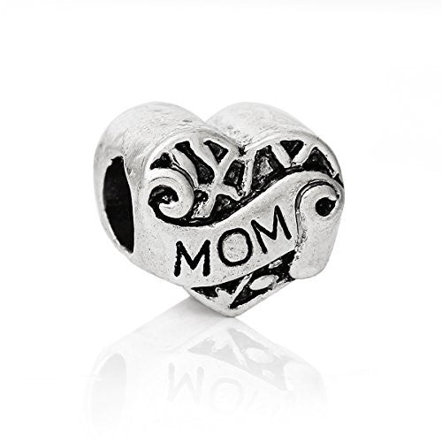 Family Heart Bead Compatible for Most European Snake Chain Bracelet  (Mom) - Sexy Sparkles Fashion Jewelry - 1