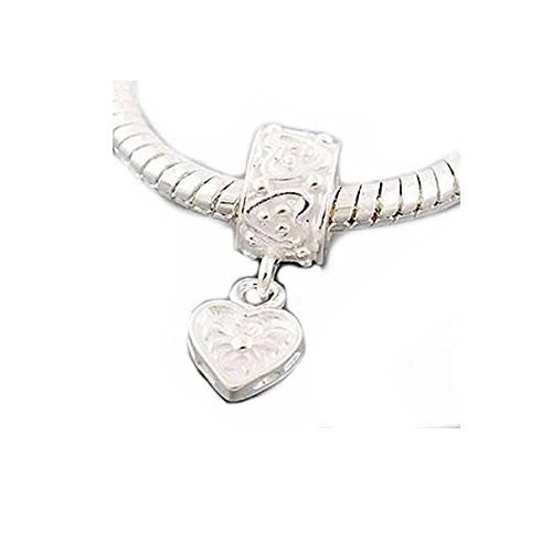 European Charm Dangle Beads Heart Silver Plated Spider Pattern Carved - Sexy Sparkles Fashion Jewelry - 1