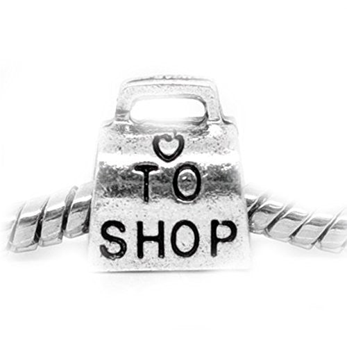 "Love to Shop" European Charm Beads For Snake Chain Charm Bracelet