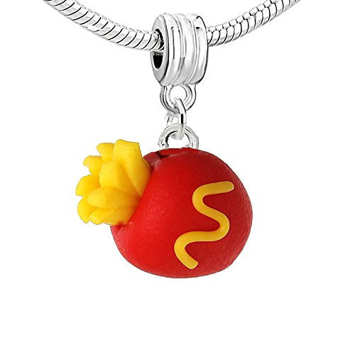 "French Fries" Polymer Clay Charm Bead Pendant Compatible for Most European Snake Chain Bracelet
