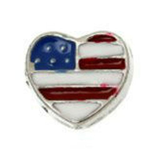 USA Flag Heart Floating Charms For Glass Living Memory Lockets