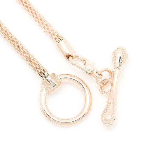 7.25 Rose Gold Tone Plated Base Toggle Clasp Snake Chain Charm W/lobster Clasp Bracelet - Sexy Sparkles Fashion Jewelry - 3