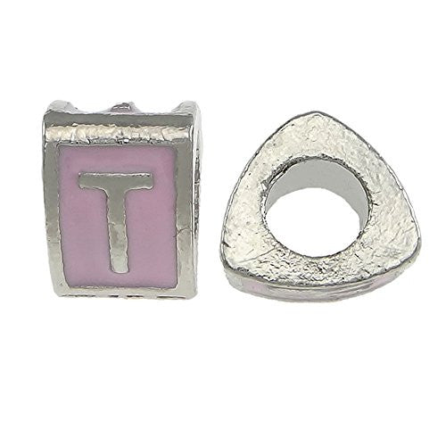 "T" LetterTriangle Charm Beads Pink Spacer for Snake Chain Charm Bracelet - Sexy Sparkles Fashion Jewelry
