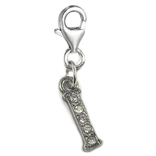 Clip on Letter I Charm Pendant for European Jewelry w/ Lobster Clasp - Sexy Sparkles Fashion Jewelry