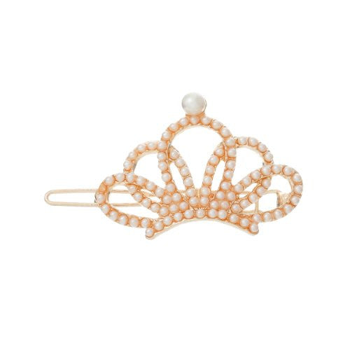 Hair Pin Clips Rose Gold Tone with Imitaiton Pearls Choose Your Design From Menu (Crown 5.4cm X 3cm)
