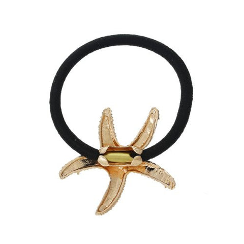 Nylon Cirlce Ring Hair Band Ponytail Holder Black Acrylic Imitation Pearl Choose Your Style From Menu (Starfish A) - Sexy Sparkles Fashion Jewelry - 2