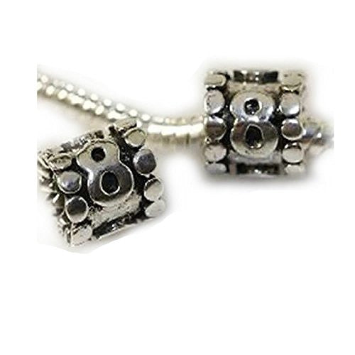 Your Lucky Number 8 Charm Beads Compatible with European Snake Chain Charm Bracelet - Sexy Sparkles Fashion Jewelry - 1