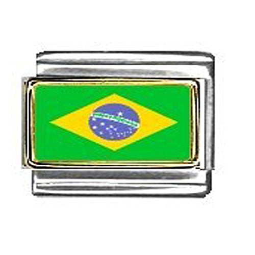 Brazilian Flag Italian Charm Bracelet Link