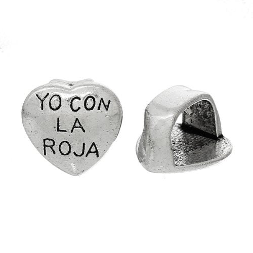 Charm Beads for Leather Bracelet/watch Bands or Wrist Bands ("Yo Con La Roja")