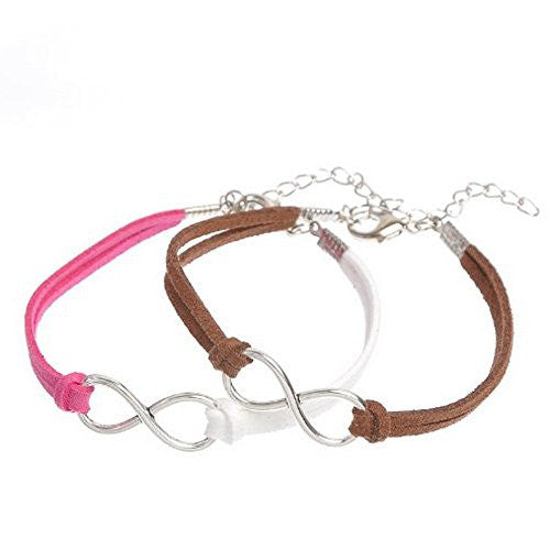 Retro Style Velvet Lobster Clasp Bracelet Mixed Antique Silver Infinity Symbol Findings & Extender Chain 20cm(7 7/8")long - Sexy Sparkles Fashion Jewelry - 1