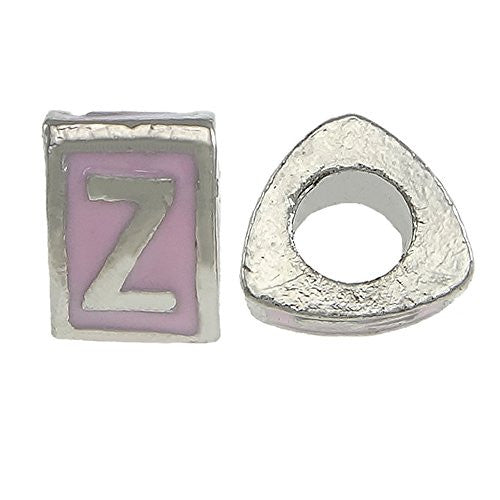 "Z" Letter TriangleCharm Beads Pink Spacer for Snake Chain Charm Bracelet