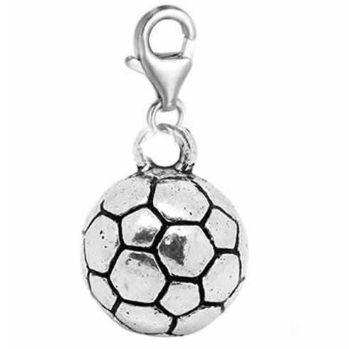 Clip on Football Charm Dangle Pendant for European Clip on Charm Jewelry with Lobster Clasp