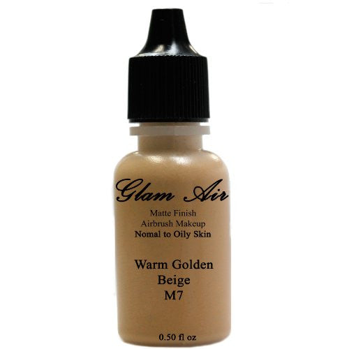 Large Bottle Airbrush Makeup Foundation Matte Finish M7 Warm Golden Beige Water-based Makeup Lasting All Day 0.50 Oz Bottle By Glam Air