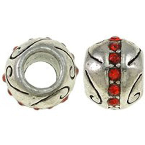 Red Rhinestone Birthstone Charm Beads for Snake Chain Charm Bracelet - Sexy Sparkles Fashion Jewelry