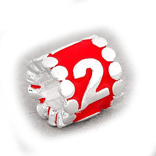 Your Lucky Numbers 2 Red Enamel Number Charm Beads Spacer For Snake Chain Bracelet - Sexy Sparkles Fashion Jewelry
