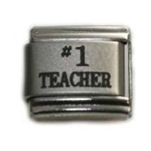 #1 Teacher Italian Link Bracelet Charm