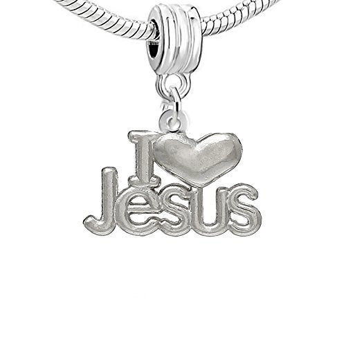 I Love Jesus Dangle Bead Spacer for Snake Chain Charm Bracelet - Sexy Sparkles Fashion Jewelry - 1