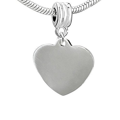 Stainless Steel Heart or Round Pendant You Can Engrave for Snake Chain Charm Bracelet