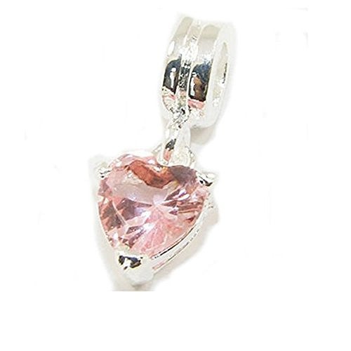 Beautiful Cubic Zircon  Crystal Shaped Heart Charm Dangle For Snake Chain Charm Bracelet