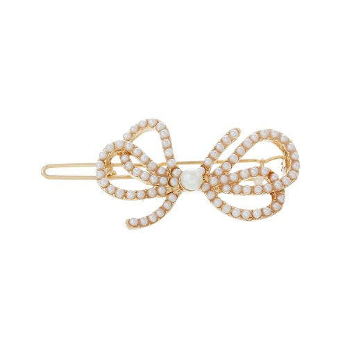 Hair Pin Clips Rose Gold Tone with Imitaiton Pearls Choose Your Design From Menu (Bowknot 5.3cm X 2.9cm)