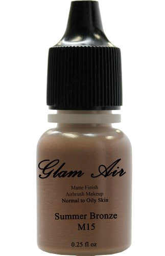 Airbrush Makeup Foundation Matte Finish M15 Summer Bronze Water-based Makeup Lasting All Day 0.25 Oz Bottle By Glam Air