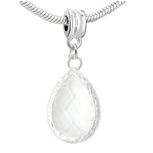 Tear Drop Rhinestone Birthstone European Bead Compatible for Most European Snake Chain Charm Bracelet (April) - Sexy Sparkles Fashion Jewelry