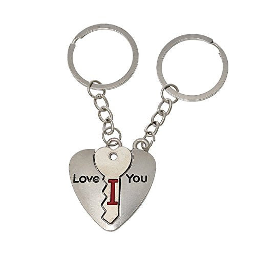 2 Piece I love you Silver Tone Love You Set Key Chain for Couples