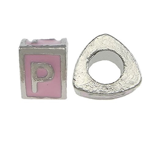"P" Letter Triangle Charm Beads Pink Spacer for Snake Chain Charm Bracelet - Sexy Sparkles Fashion Jewelry
