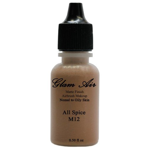 Large Bottle Airbrush Makeup Foundation Matte Finish M12 All Spice Water-based Makeup Lasting All Day 0.50 Oz Bottle By Glam Air