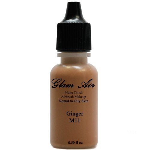 Large Bottle Airbrush Makeup Foundation Matte Finish M11 Ginger Water-based Makeup Lasting All Day 0.50 Oz Bottle By Glam Air