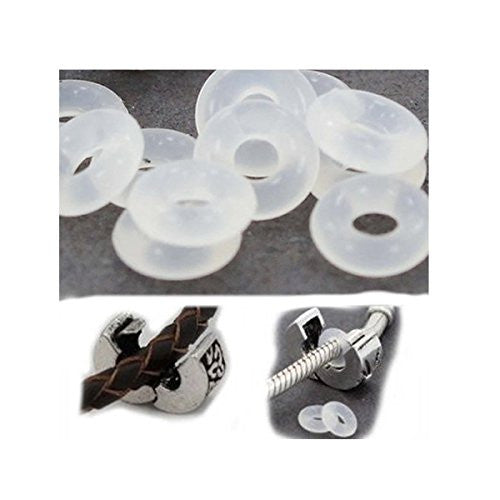20 Clear Silicone Stopper Bead Spacer Charm or Clip Over For Snake Chain Charm Bracelet