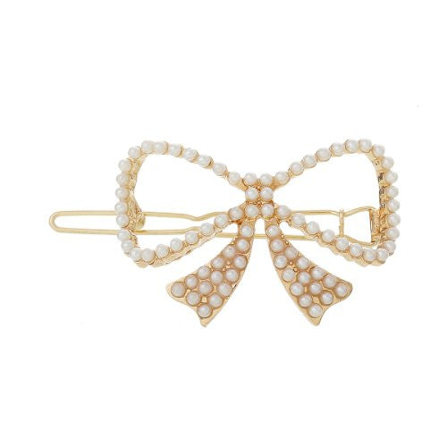 Hair Pin Clips Rose Gold Tone with Imitaiton Pearls Choose Your Design From Menu (Bowknot 5.7cm X 2.5cm)