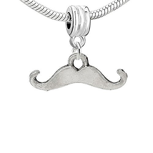 Mustache European Bead Compatible for Most European Snake Chain Charm Bracelet