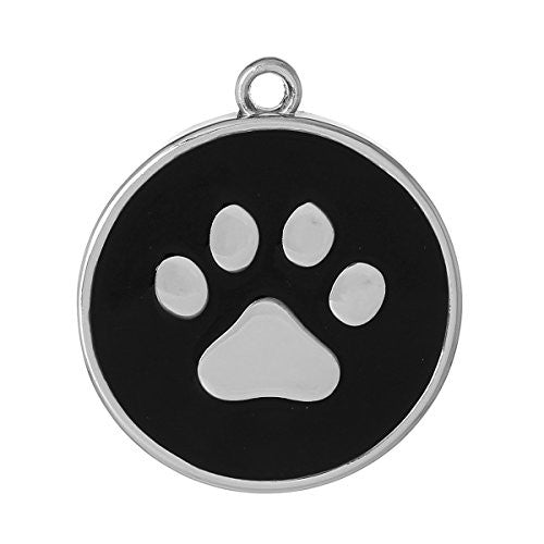 Black Dog Paw Print Charm Pendant for Necklace
