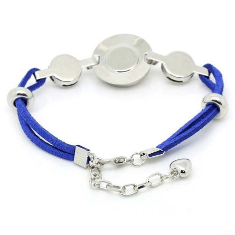 Blue Velvet Chunk Lobster Clasp Bracelet & Extender Chain Fits Snaps Chunk Button - Sexy Sparkles Fashion Jewelry - 3