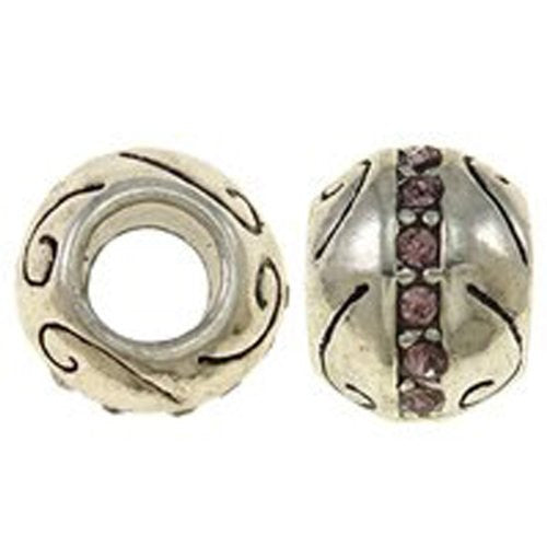 Amethyst Rhinestone Birthstone Charm Beads for Snake Chain Charm Bracelet - Sexy Sparkles Fashion Jewelry