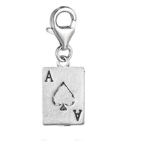 Clip on Poker Card Dangle Charm Pendant for European Clip on Charm Jewelry w/ Lobster Clasp - Sexy Sparkles Fashion Jewelry