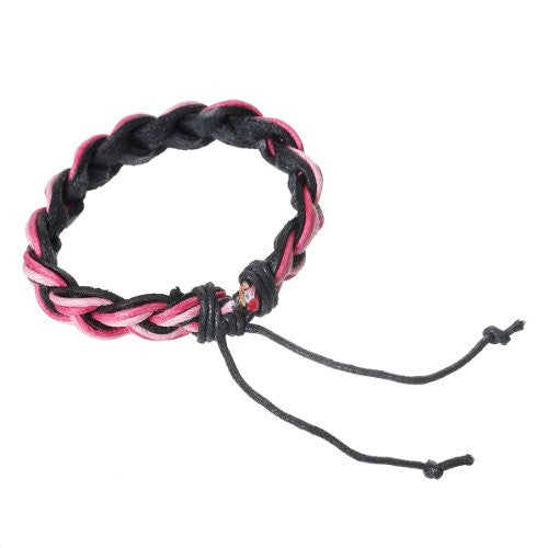 Pink & Fushia Cowhide Rope Braided Bracelet